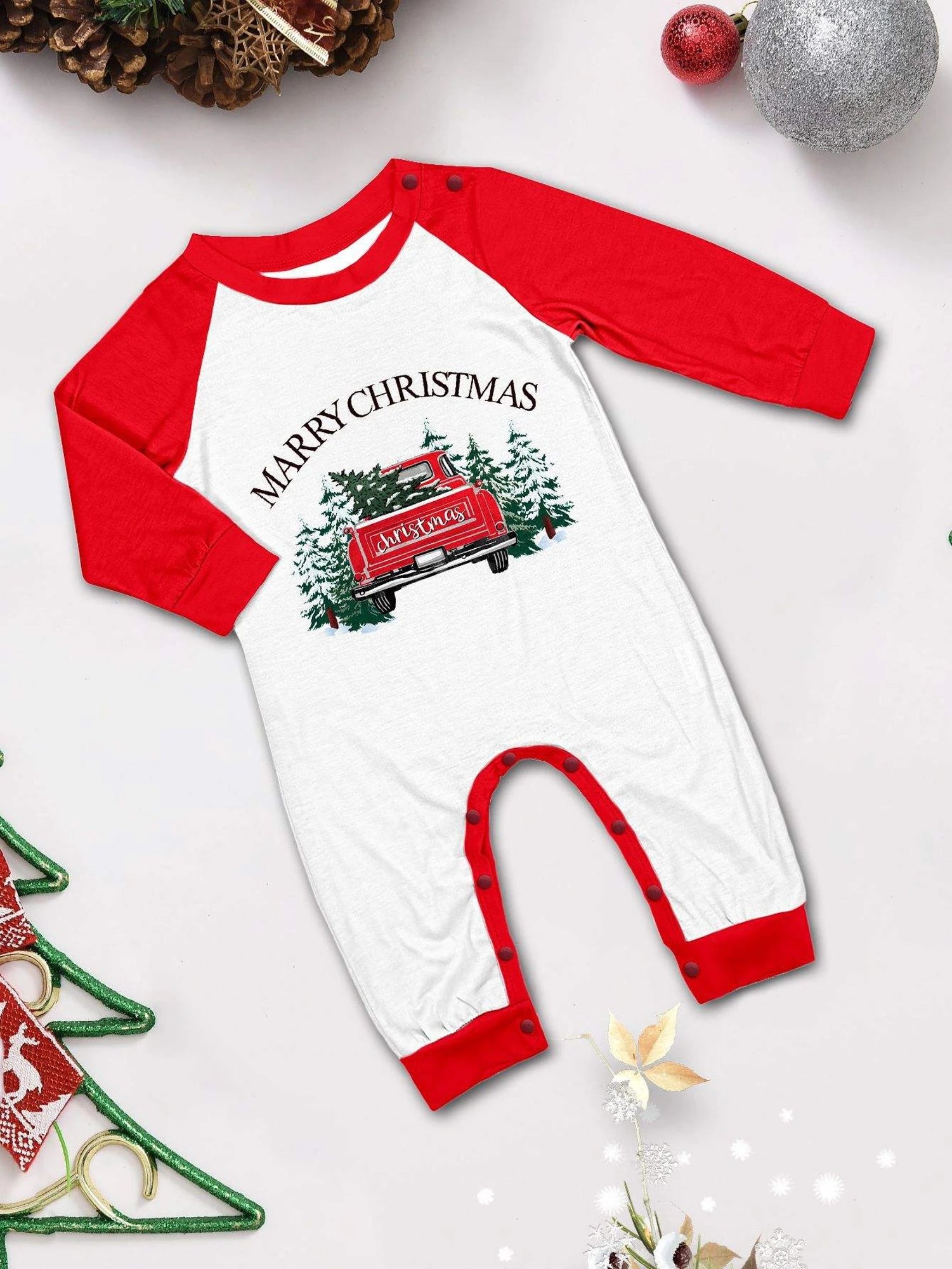 Merry Christmas Red Truck Family Matching Pajamas Red Buffalo Plaid