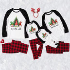 Joy to the World Red Black Christmas Gnomes Family Matching Pajamas