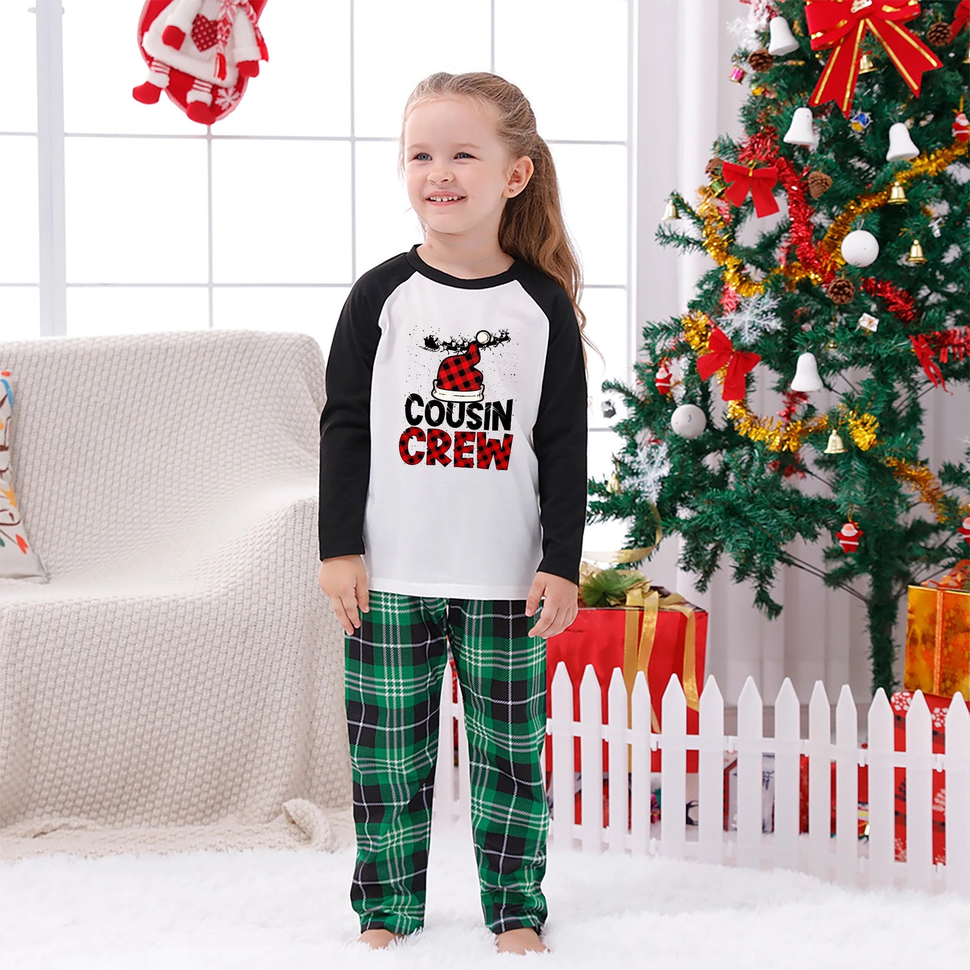 Cousin Crew Green Plaid Matching Family Christmas Pajamas Set