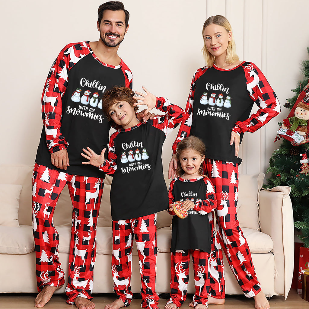 Chillin’ With My Snowmies Plaid Matching Family Pajamas